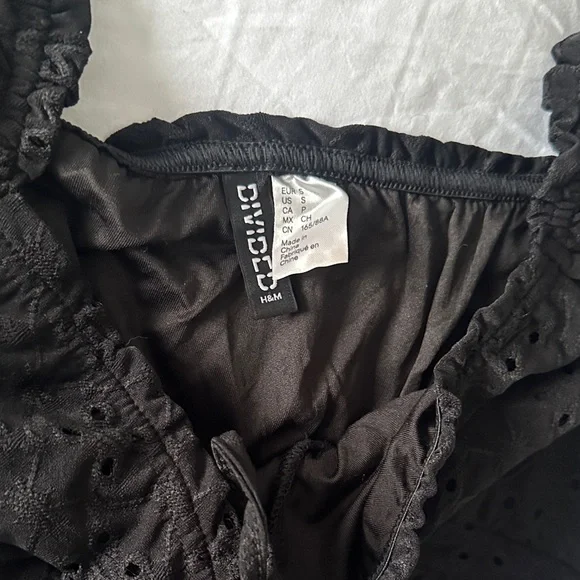 Black Eyelet Ruched Mini Dress - Picture 5 of 7